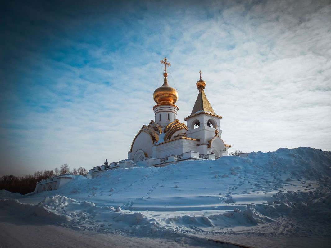 Ночной Хабаровск храм