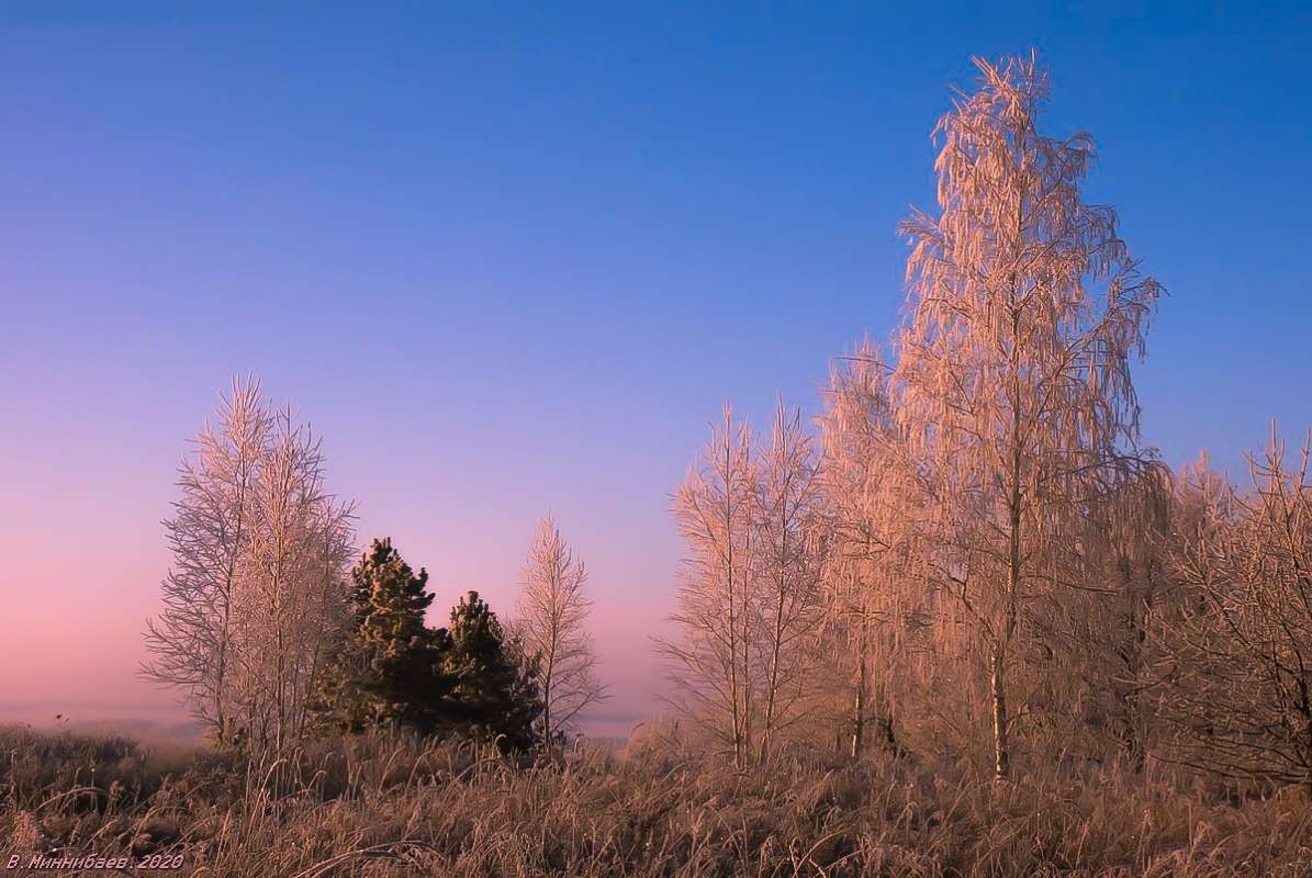 Морозный вечер автор Валерий Миннибаев на PhotoGeek.ru #Зима #Пейзаж #Природа